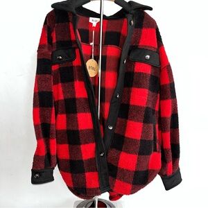 Bibi Men’s Red and Black Buffalo Plaid Jacket Size S